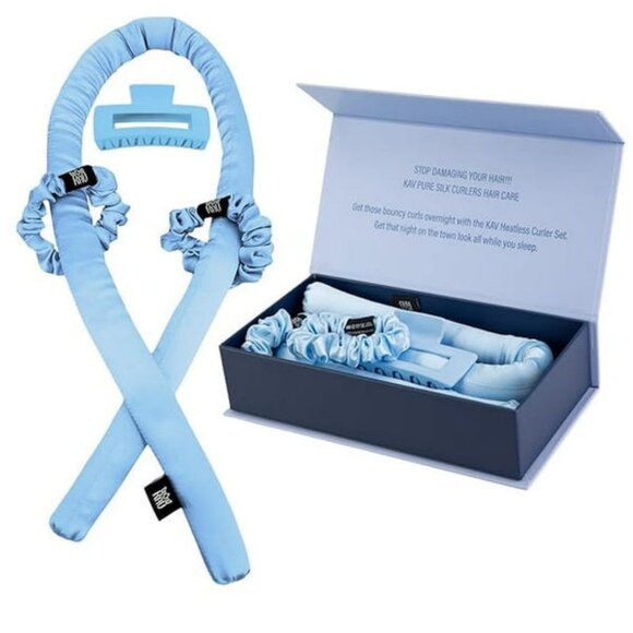 KAV Silk Heatless Curling Rod with Clip and Scrunchie Set, 4pcs set - Picture 1 of 5